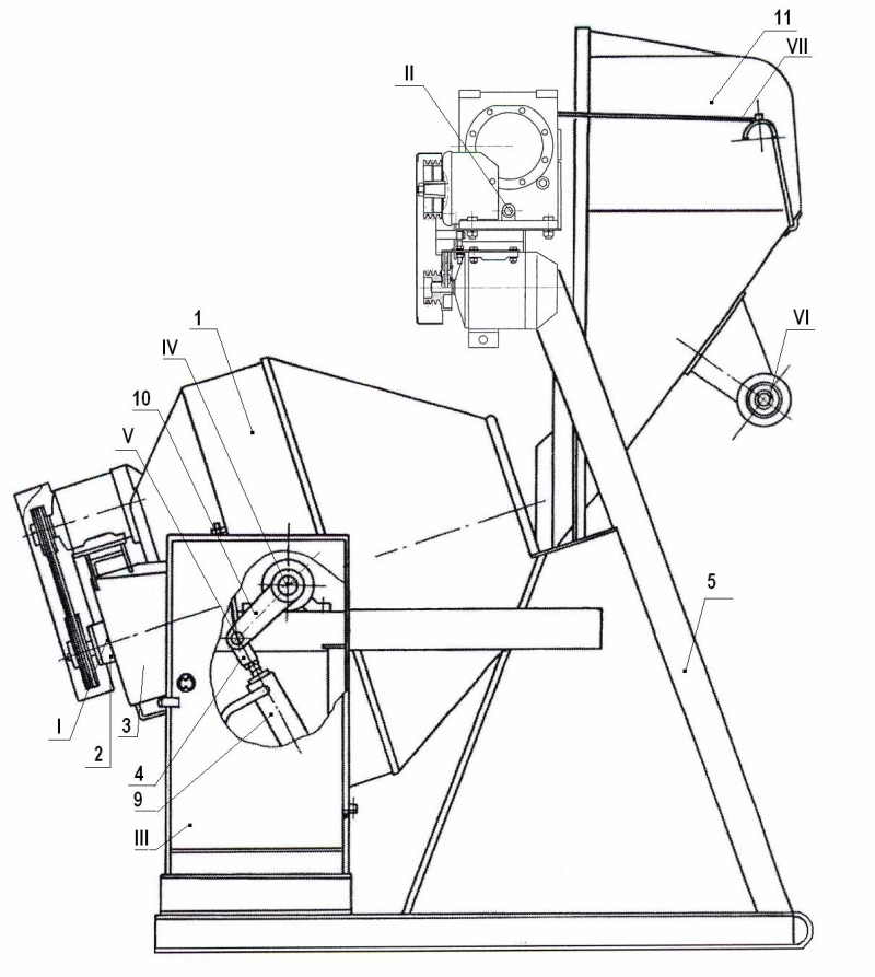 Скиповый подъемник для бетоносмесителей БсГ. Схема 1.